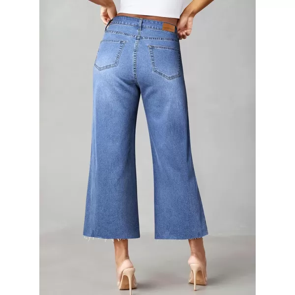 Sidefeel Womens Capri Jeans High Waisted Cropped Jeans Stretchy Straight Wide Leg Denim Pants Fall Fashion Outfits