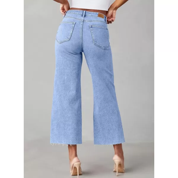 Sidefeel Womens Capri Jeans High Waisted Cropped Jeans Stretchy Straight Wide Leg Denim Pants Fall Fashion Outfits