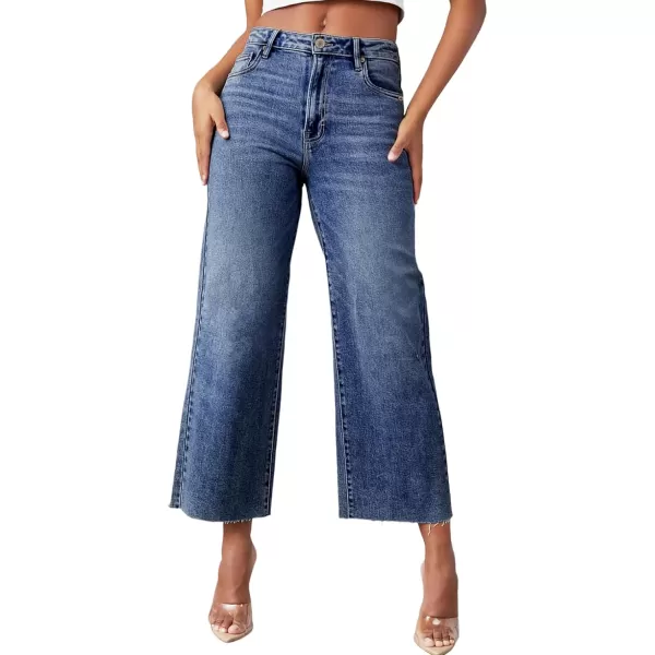 Sidefeel Womens Capri Jeans High Waisted Cropped Jeans Stretchy Straight Wide Leg Denim Pants Fall Fashion Outfits