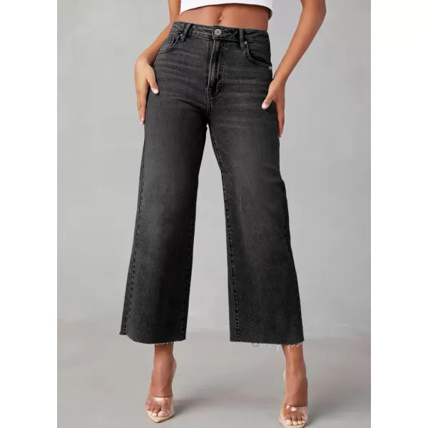 Sidefeel Womens Capri Jeans High Waisted Cropped Jeans Stretchy Straight Wide Leg Denim Pants Fall Fashion Outfits