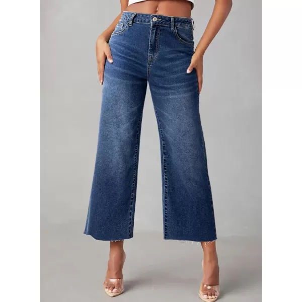 Sidefeel Womens Capri Jeans High Waisted Cropped Jeans Stretchy Straight Wide Leg Denim Pants Fall Fashion Outfits