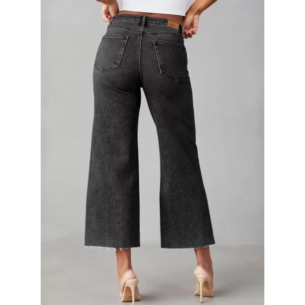Sidefeel Womens Capri Jeans High Waisted Cropped Jeans Stretchy Straight Wide Leg Denim Pants Fall Fashion Outfits