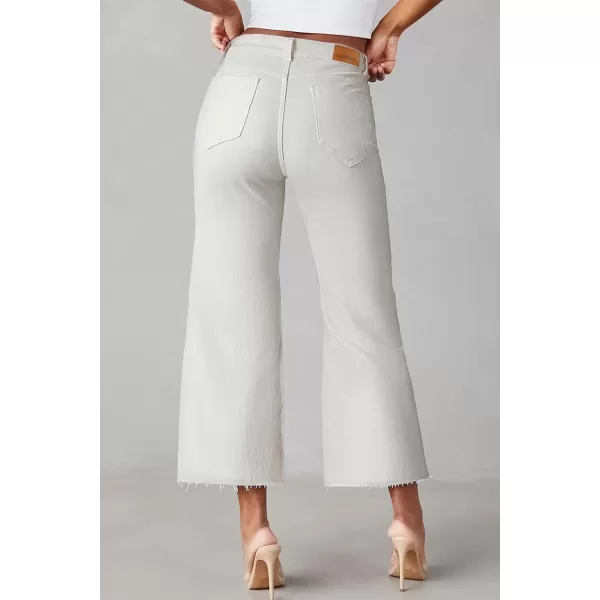Sidefeel Womens Capri Jeans High Waisted Cropped Jeans Stretchy Straight Wide Leg Denim Pants Fall Fashion Outfits