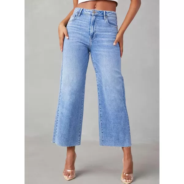 Sidefeel Womens Capri Jeans High Waisted Cropped Jeans Stretchy Straight Wide Leg Denim Pants Fall Fashion Outfits