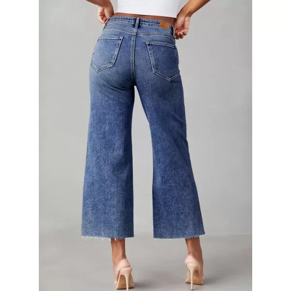 Sidefeel Womens Capri Jeans High Waisted Cropped Jeans Stretchy Straight Wide Leg Denim Pants Fall Fashion Outfits