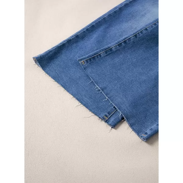 Sidefeel Womens Capri Jeans High Waisted Cropped Jeans Stretchy Straight Wide Leg Denim Pants Fall Fashion Outfits