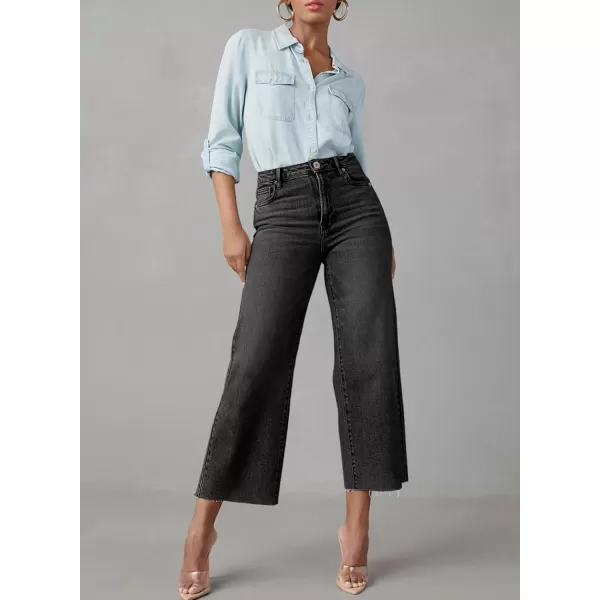 Sidefeel Womens Capri Jeans High Waisted Cropped Jeans Stretchy Straight Wide Leg Denim Pants Fall Fashion Outfits
