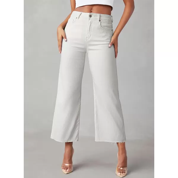 Sidefeel Womens Capri Jeans High Waisted Cropped Jeans Stretchy Straight Wide Leg Denim Pants Fall Fashion Outfits