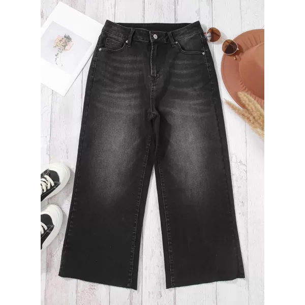 Sidefeel Womens Capri Jeans High Waisted Cropped Jeans Stretchy Straight Wide Leg Denim Pants Fall Fashion Outfits