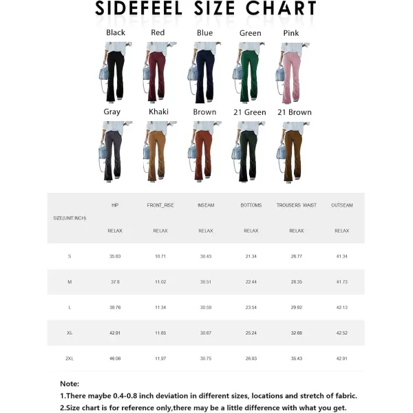 Sidefeel Women's Corduroy Flare Pants Elastic Waist Bell Bottom Trousers 2024 Women Fashions