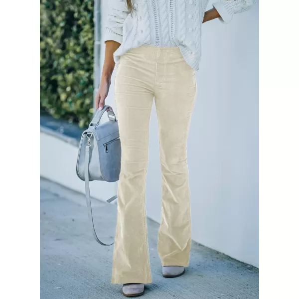 Sidefeel Women's Corduroy Flare Pants Elastic Waist Bell Bottom Trousers 2024 Women Fashions