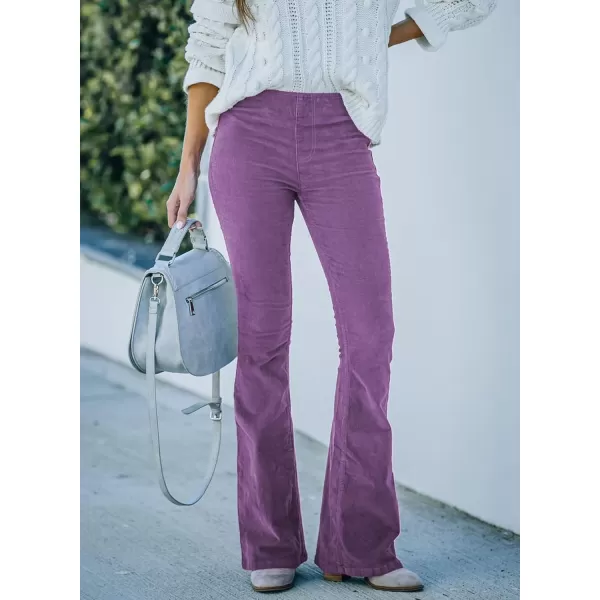 Sidefeel Women's Corduroy Flare Pants Elastic Waist Bell Bottom Trousers 2024 Women Fashions
