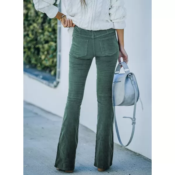 Sidefeel Women's Corduroy Flare Pants Elastic Waist Bell Bottom Trousers 2024 Women Fashions