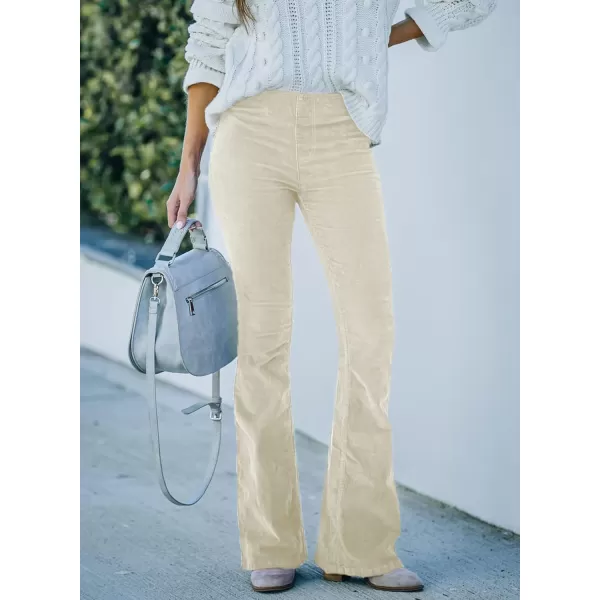 Sidefeel Women's Corduroy Flare Pants Elastic Waist Bell Bottom Trousers 2024 Women Fashions