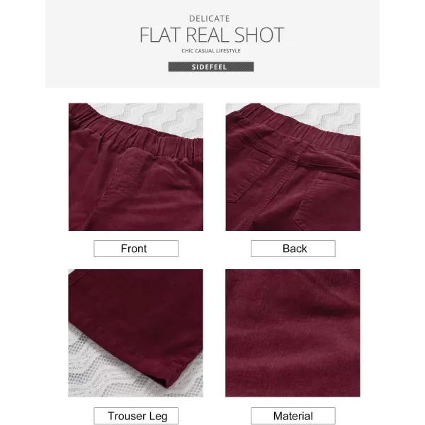 Sidefeel Women's Corduroy Flare Pants Elastic Waist Bell Bottom Trousers 2024 Women Fashions