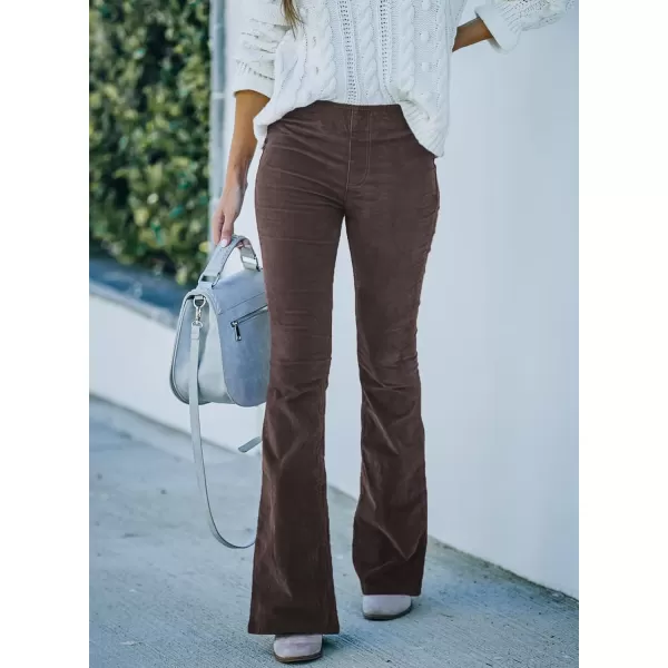 Sidefeel Women's Corduroy Flare Pants Elastic Waist Bell Bottom Trousers 2024 Women Fashions