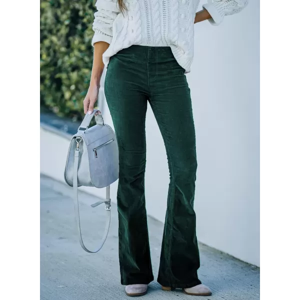Sidefeel Women's Corduroy Flare Pants Elastic Waist Bell Bottom Trousers 2024 Women Fashions