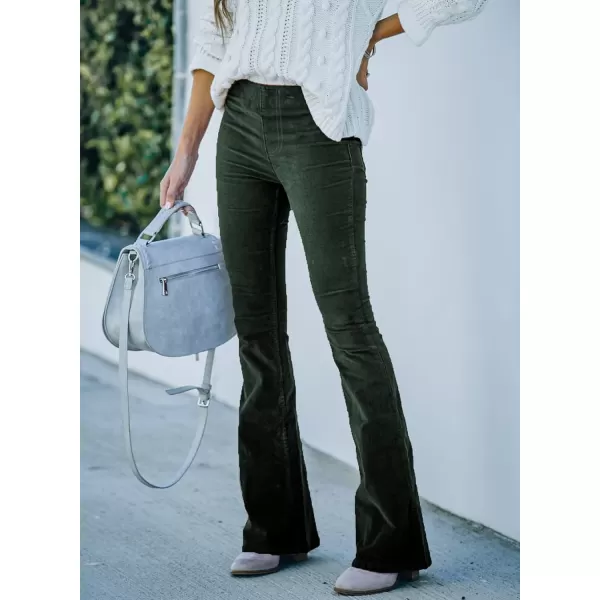 Sidefeel Women's Corduroy Flare Pants Elastic Waist Bell Bottom Trousers 2024 Women Fashions