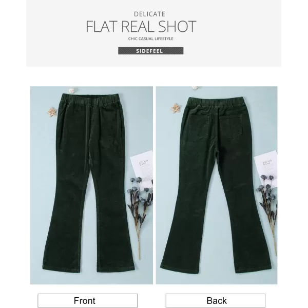Sidefeel Women's Corduroy Flare Pants Elastic Waist Bell Bottom Trousers 2024 Women Fashions