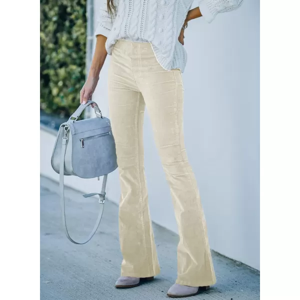 Sidefeel Women's Corduroy Flare Pants Elastic Waist Bell Bottom Trousers 2024 Women Fashions