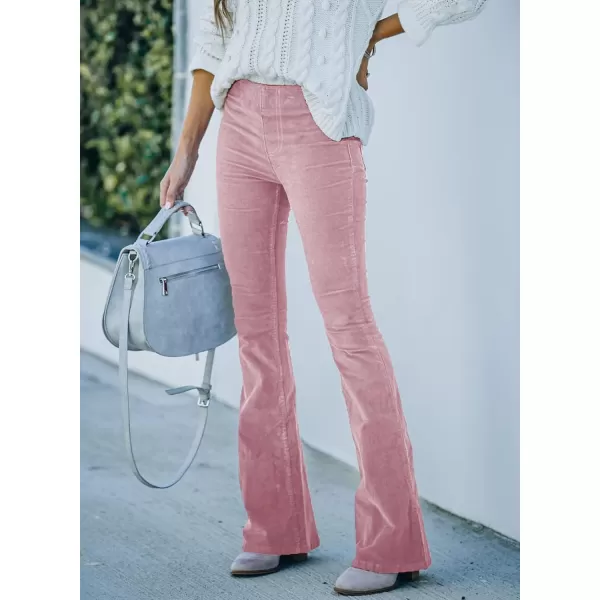 Sidefeel Women's Corduroy Flare Pants Elastic Waist Bell Bottom Trousers 2024 Women Fashions