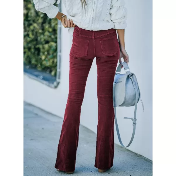 Sidefeel Women's Corduroy Flare Pants Elastic Waist Bell Bottom Trousers 2024 Women Fashions