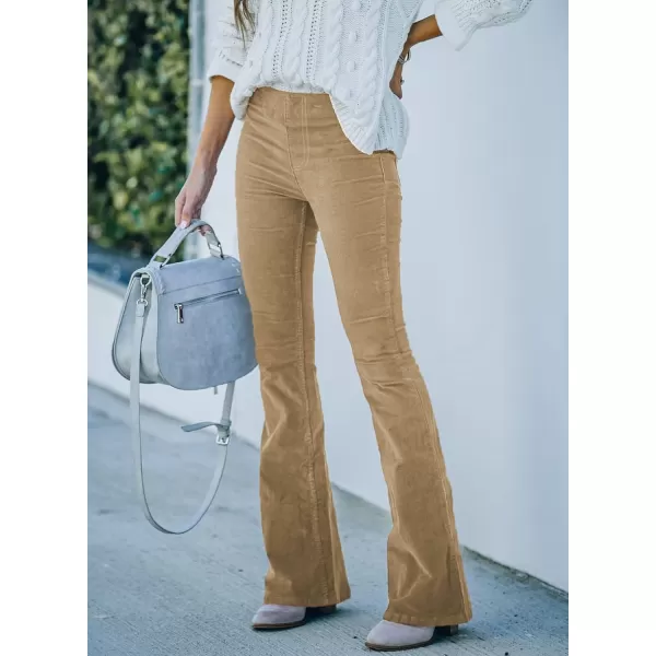Sidefeel Women's Corduroy Flare Pants Elastic Waist Bell Bottom Trousers 2024 Women Fashions