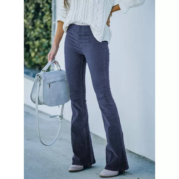 Sidefeel Women's Corduroy Flare Pants Elastic Waist Bell Bottom Trousers 2024 Women Fashions