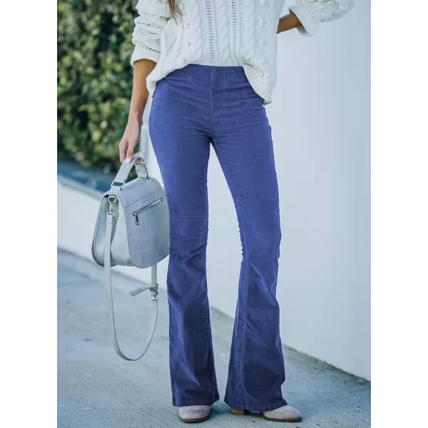 Sidefeel Women's Corduroy Flare Pants Elastic Waist Bell Bottom Trousers 2024 Women Fashions