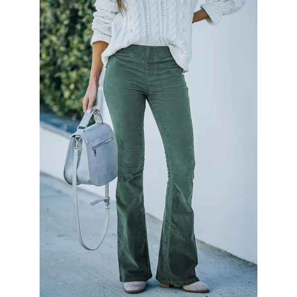 Sidefeel Women's Corduroy Flare Pants Elastic Waist Bell Bottom Trousers 2024 Women Fashions