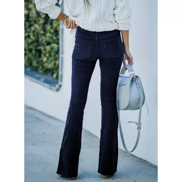Sidefeel Women's Corduroy Flare Pants Elastic Waist Bell Bottom Trousers 2024 Women Fashions