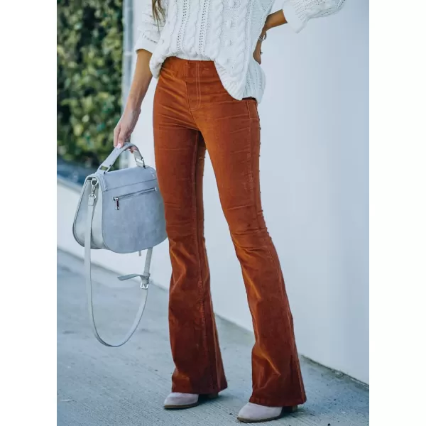 Sidefeel Women's Corduroy Flare Pants Elastic Waist Bell Bottom Trousers 2024 Women Fashions