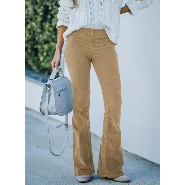 Sidefeel Women's Corduroy Flare Pants Elastic Waist Bell Bottom Trousers 2024 Women Fashions