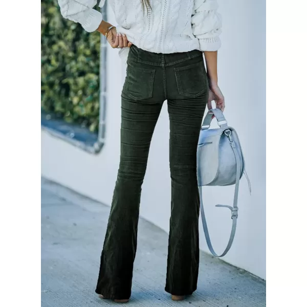 Sidefeel Women's Corduroy Flare Pants Elastic Waist Bell Bottom Trousers 2024 Women Fashions