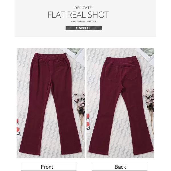 Sidefeel Women's Corduroy Flare Pants Elastic Waist Bell Bottom Trousers 2024 Women Fashions