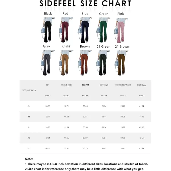 Sidefeel Women's Corduroy Flare Pants Elastic Waist Bell Bottom Trousers 2024 Women Fashions