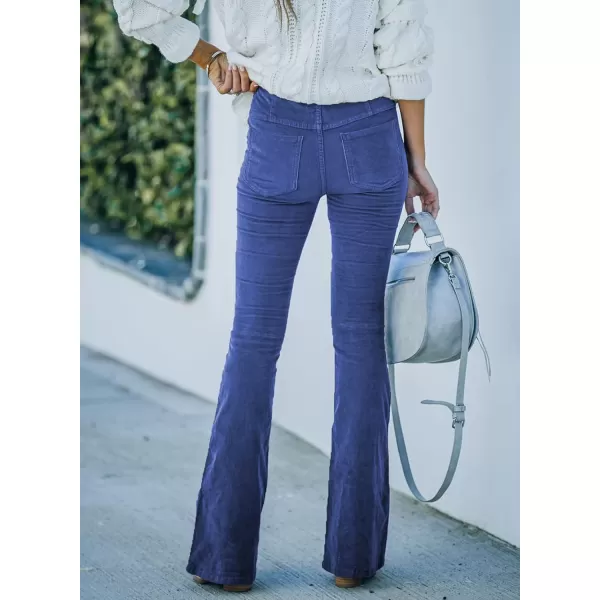 Sidefeel Women's Corduroy Flare Pants Elastic Waist Bell Bottom Trousers 2024 Women Fashions