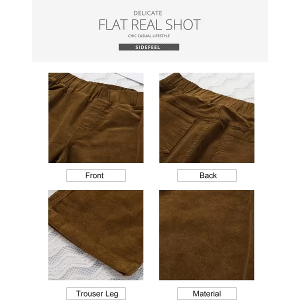 Sidefeel Women's Corduroy Flare Pants Elastic Waist Bell Bottom Trousers 2024 Women Fashions