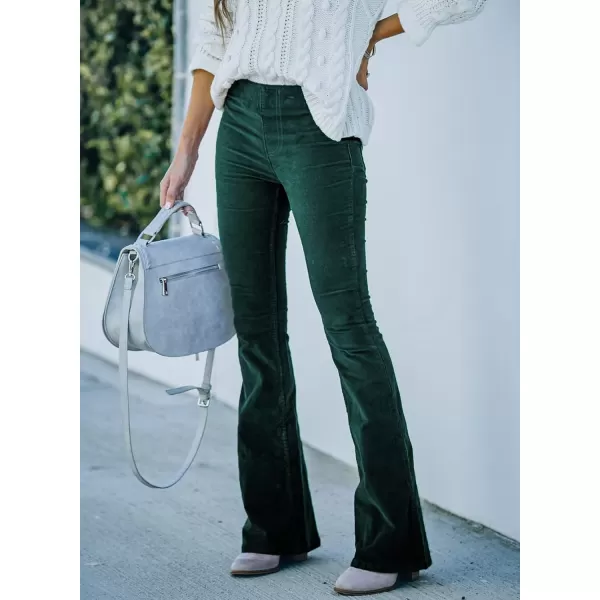 Sidefeel Women's Corduroy Flare Pants Elastic Waist Bell Bottom Trousers 2024 Women Fashions