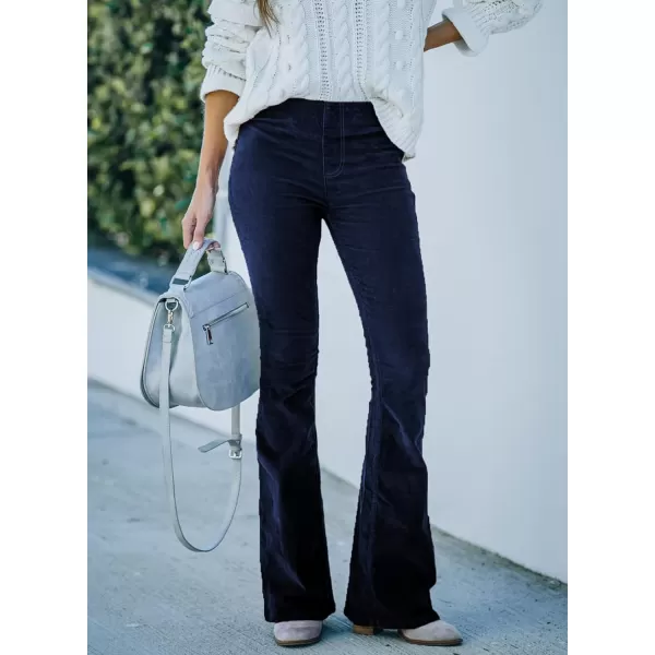 Sidefeel Women's Corduroy Flare Pants Elastic Waist Bell Bottom Trousers 2024 Women Fashions