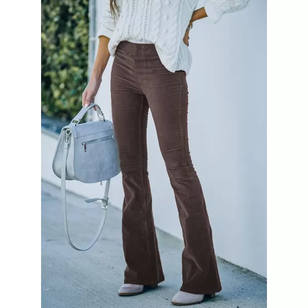 Sidefeel Women's Corduroy Flare Pants Elastic Waist Bell Bottom Trousers 2024 Women Fashions