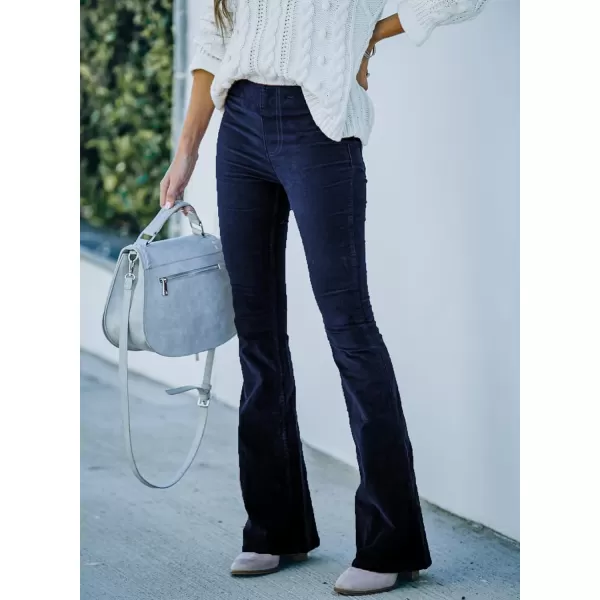 Sidefeel Women's Corduroy Flare Pants Elastic Waist Bell Bottom Trousers 2024 Women Fashions