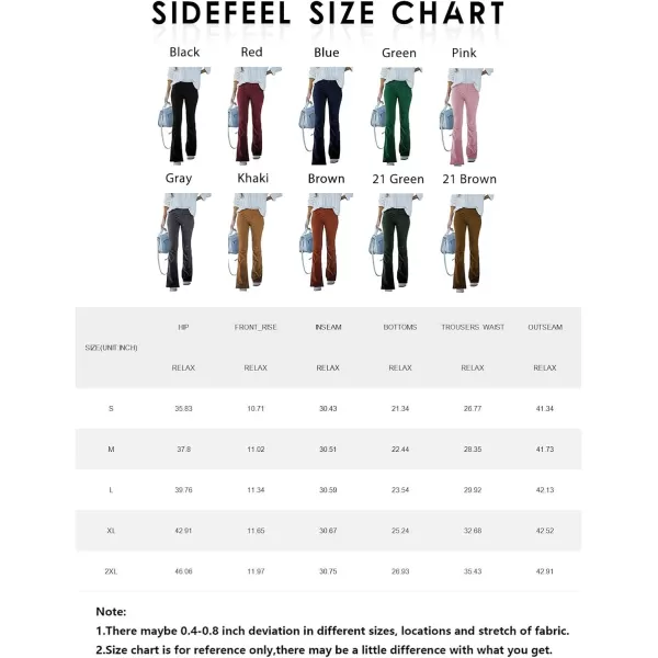 Sidefeel Women's Corduroy Flare Pants Elastic Waist Bell Bottom Trousers 2024 Women Fashions