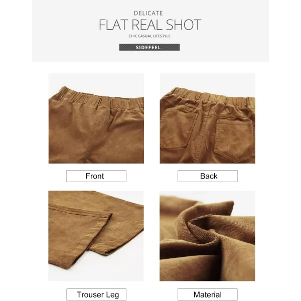 Sidefeel Women's Corduroy Flare Pants Elastic Waist Bell Bottom Trousers 2024 Women Fashions