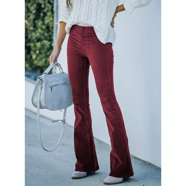 Sidefeel Women's Corduroy Flare Pants Elastic Waist Bell Bottom Trousers 2024 Women Fashions
