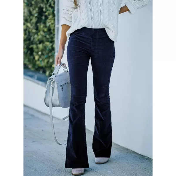 Sidefeel Women's Corduroy Flare Pants Elastic Waist Bell Bottom Trousers 2024 Women Fashions