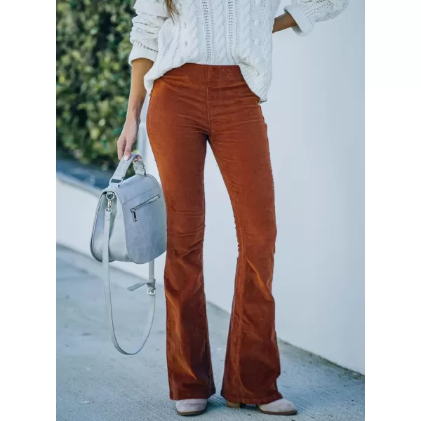 Sidefeel Women's Corduroy Flare Pants Elastic Waist Bell Bottom Trousers 2024 Women Fashions