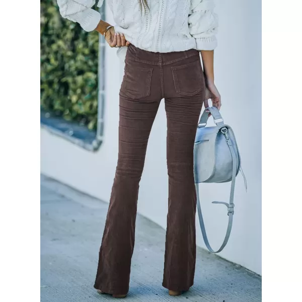 Sidefeel Women's Corduroy Flare Pants Elastic Waist Bell Bottom Trousers 2024 Women Fashions