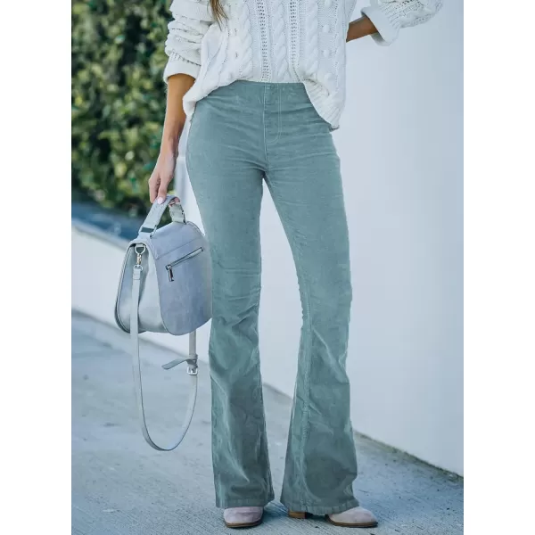 Sidefeel Women's Corduroy Flare Pants Elastic Waist Bell Bottom Trousers 2024 Women Fashions