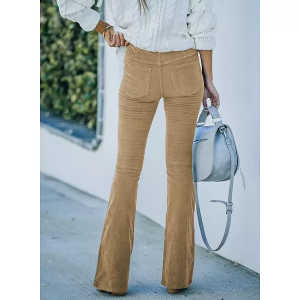 Sidefeel Women's Corduroy Flare Pants Elastic Waist Bell Bottom Trousers 2024 Women Fashions